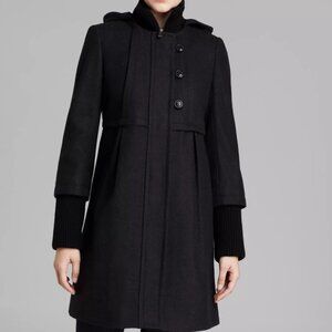 DKNY Colby Hooded Empire Waist Coat, Charcoal